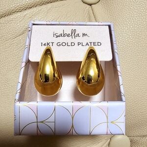 Isabella M 14k gold plated Big Drops Stud Earrings